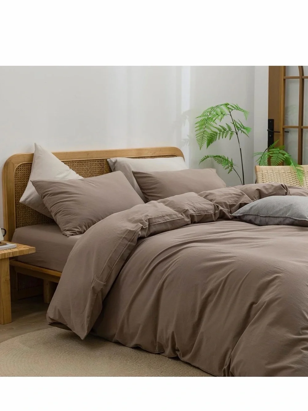 BESTOUCH Pine Bark Brown Oversized King Cotton Solid Duvet Cover🛏️Set
